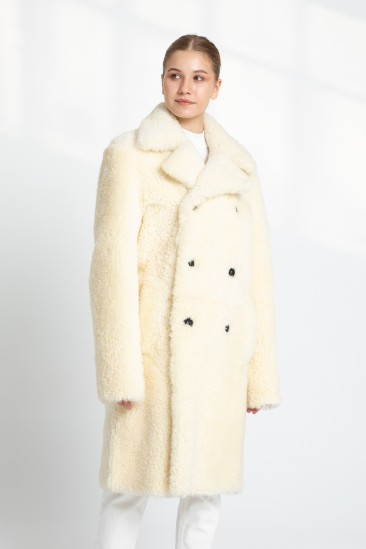 Brandy Women Off White Shearling Coat