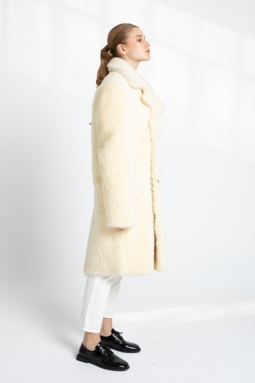 Brandy Women Off White Shearling Coat