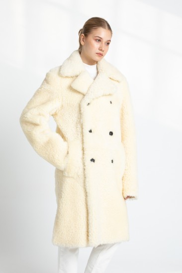 Brandy Women Off White Shearling Coat