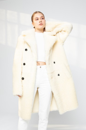 Brandy Women Off White Shearling Coat