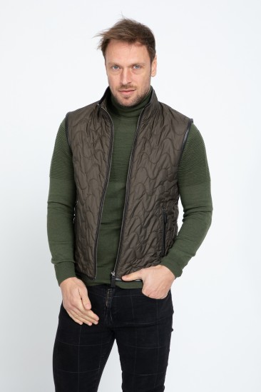 Alger Men Green Quilted Textile Vest