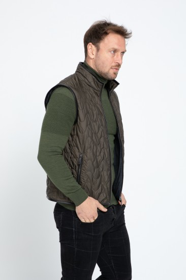 Alger Men Green Quilted Textile Vest