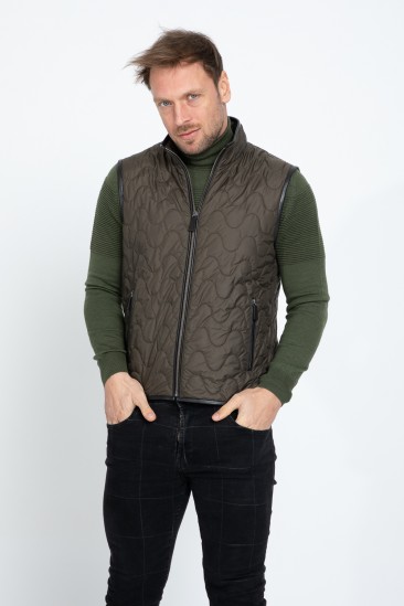 Alger Men Green Quilted Textile Vest