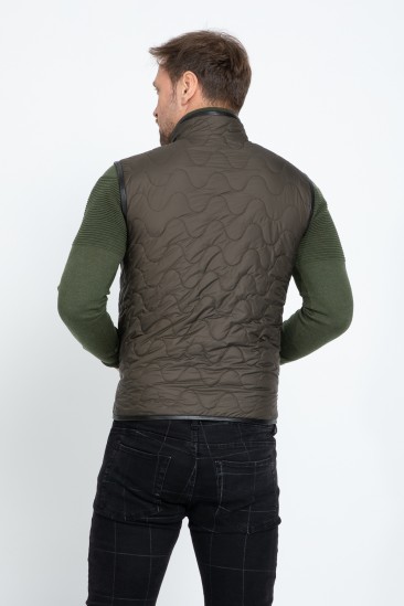 Alger Men Green Quilted Textile Vest