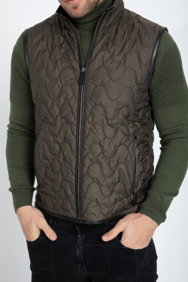 Alger Men Green Quilted Textile Vest